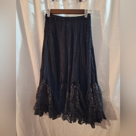 Chic Black Lace A-Line Skirt - Picture 3 of 6